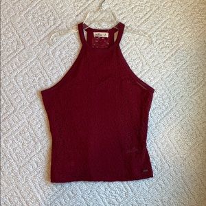 Hollister red lace top